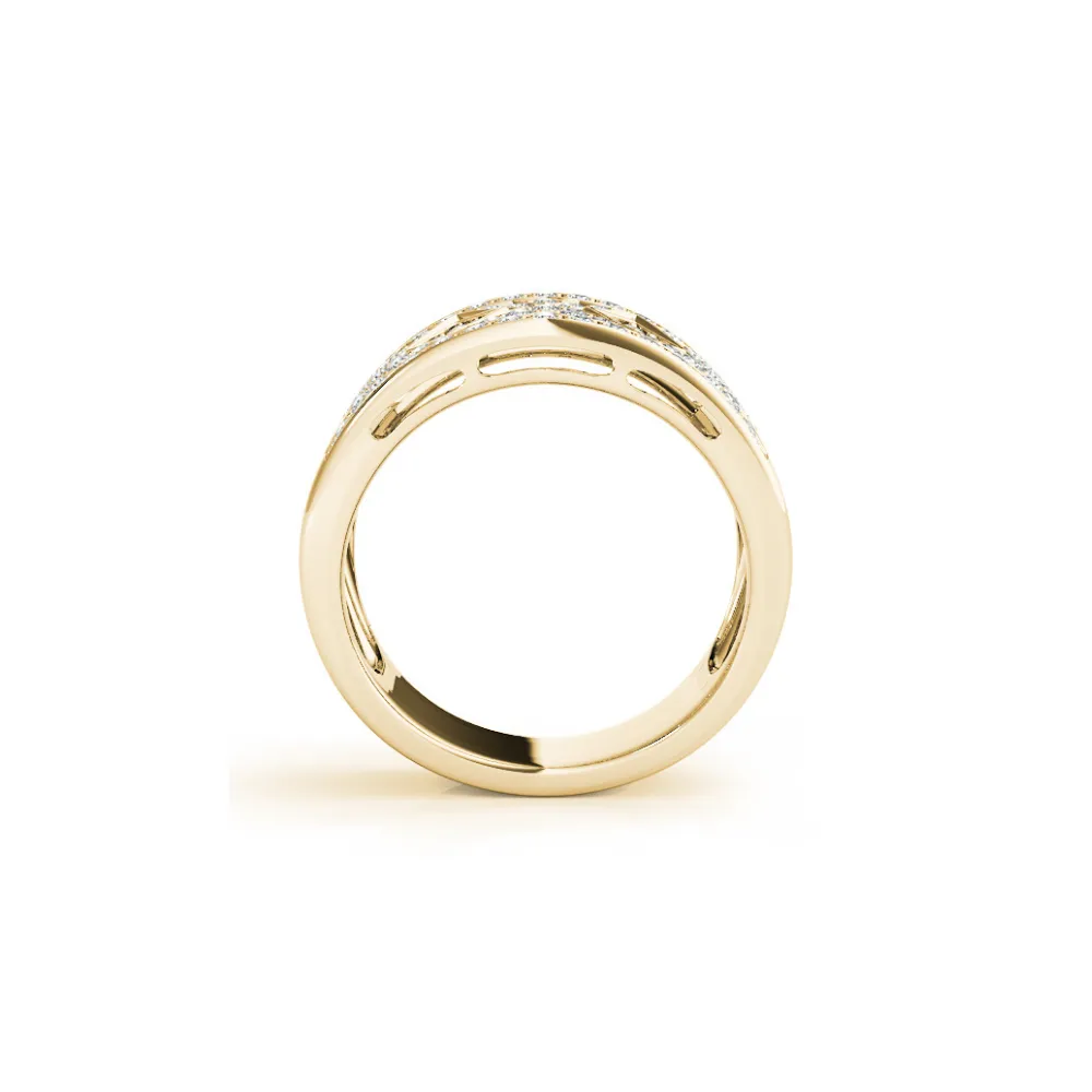 Wide Pavé Diamond Band with Triangle Clusters