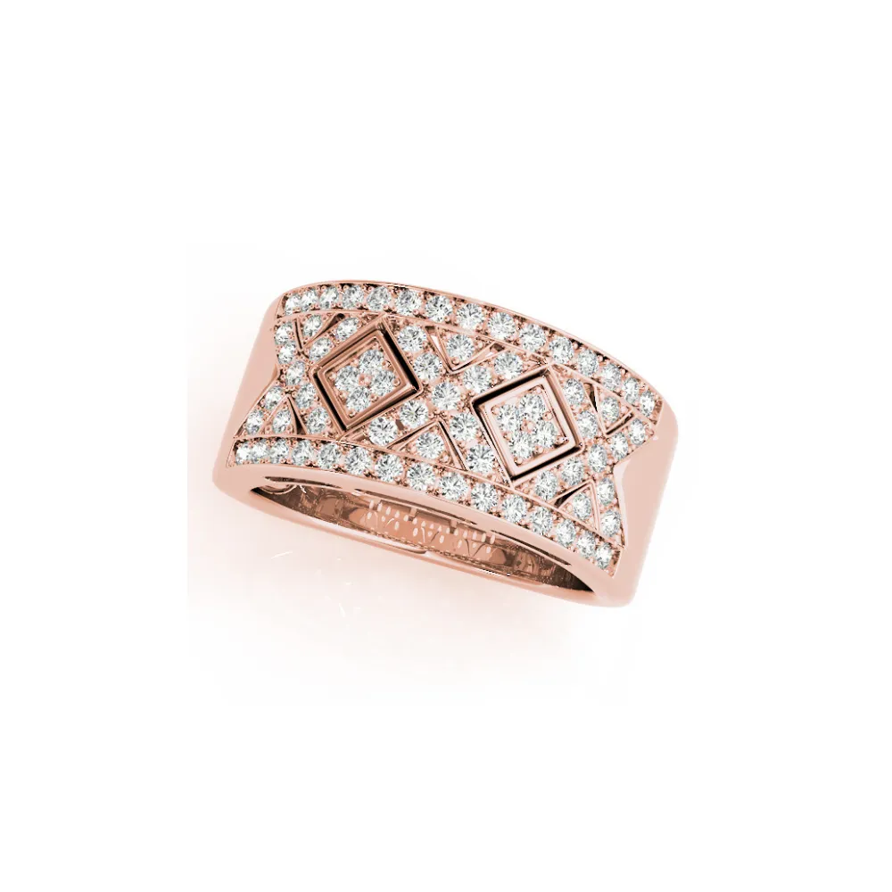 Wide Pavé Diamond Band with Triangle Clusters