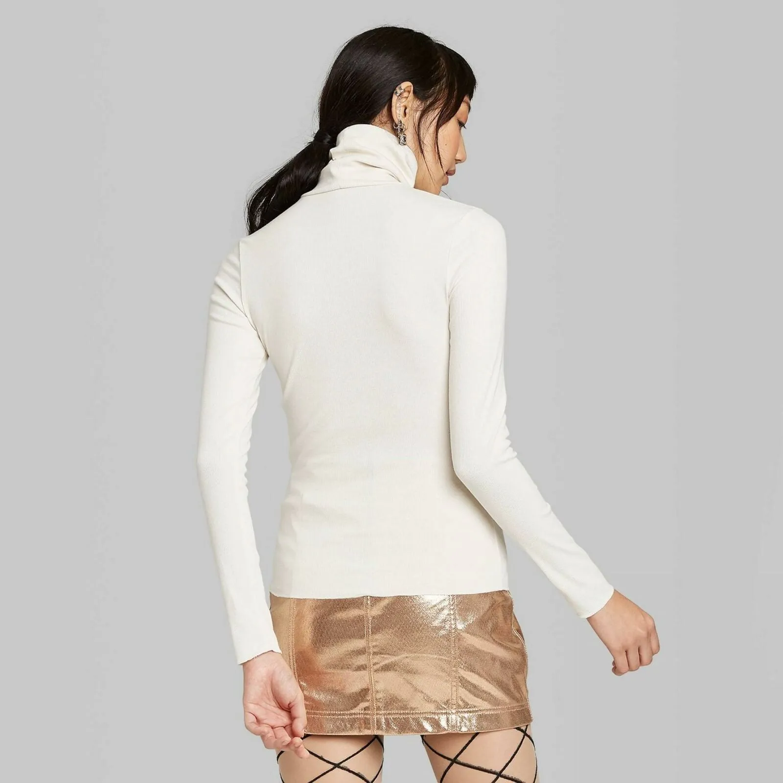 Wild Fable Women's Long Sleeve Turtleneck Rib Knit T-Shirt