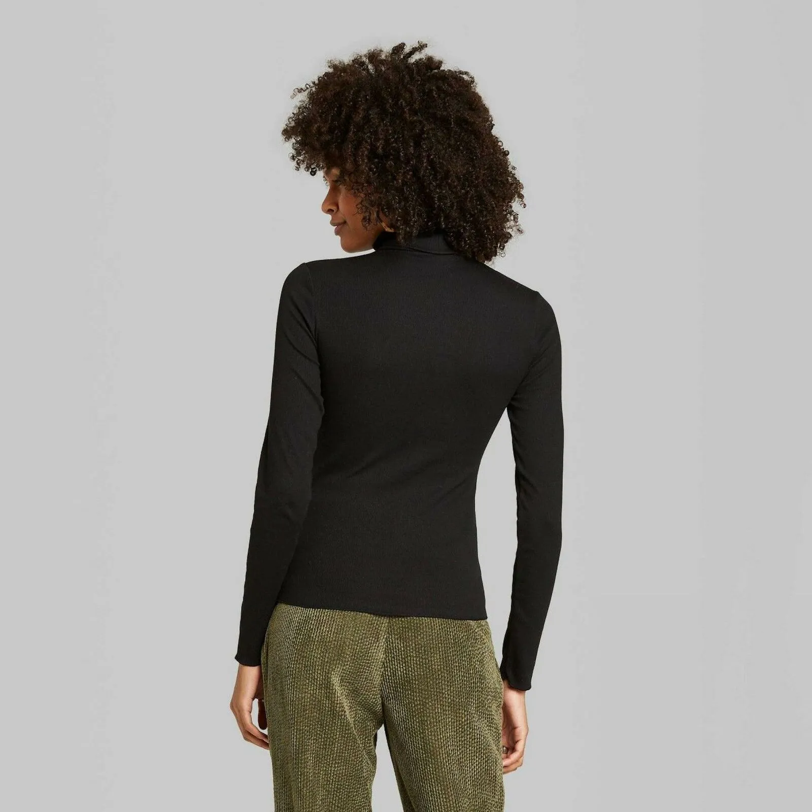 Wild Fable Women's Long Sleeve Turtleneck Rib Knit T-Shirt