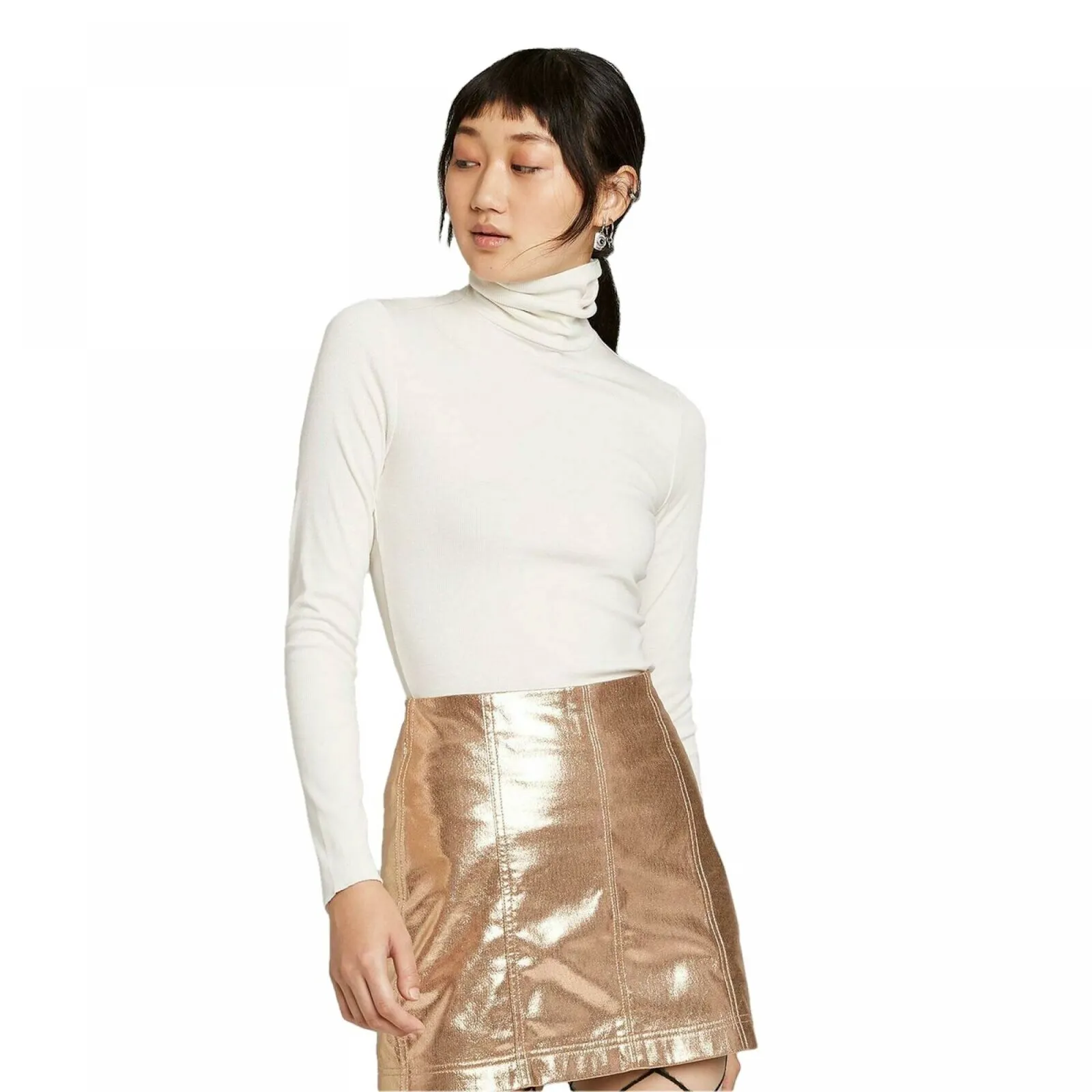 Wild Fable Women's Long Sleeve Turtleneck Rib Knit T-Shirt