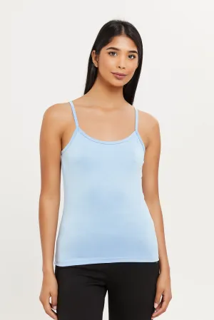 Women Blue Strappy Stretch Vest