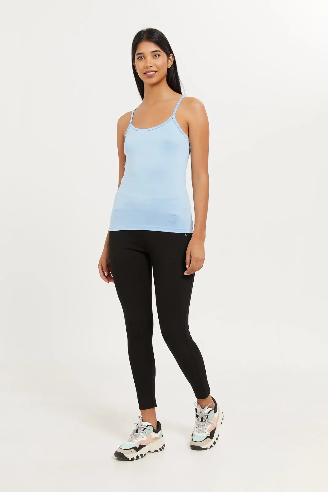 Women Blue Strappy Stretch Vest