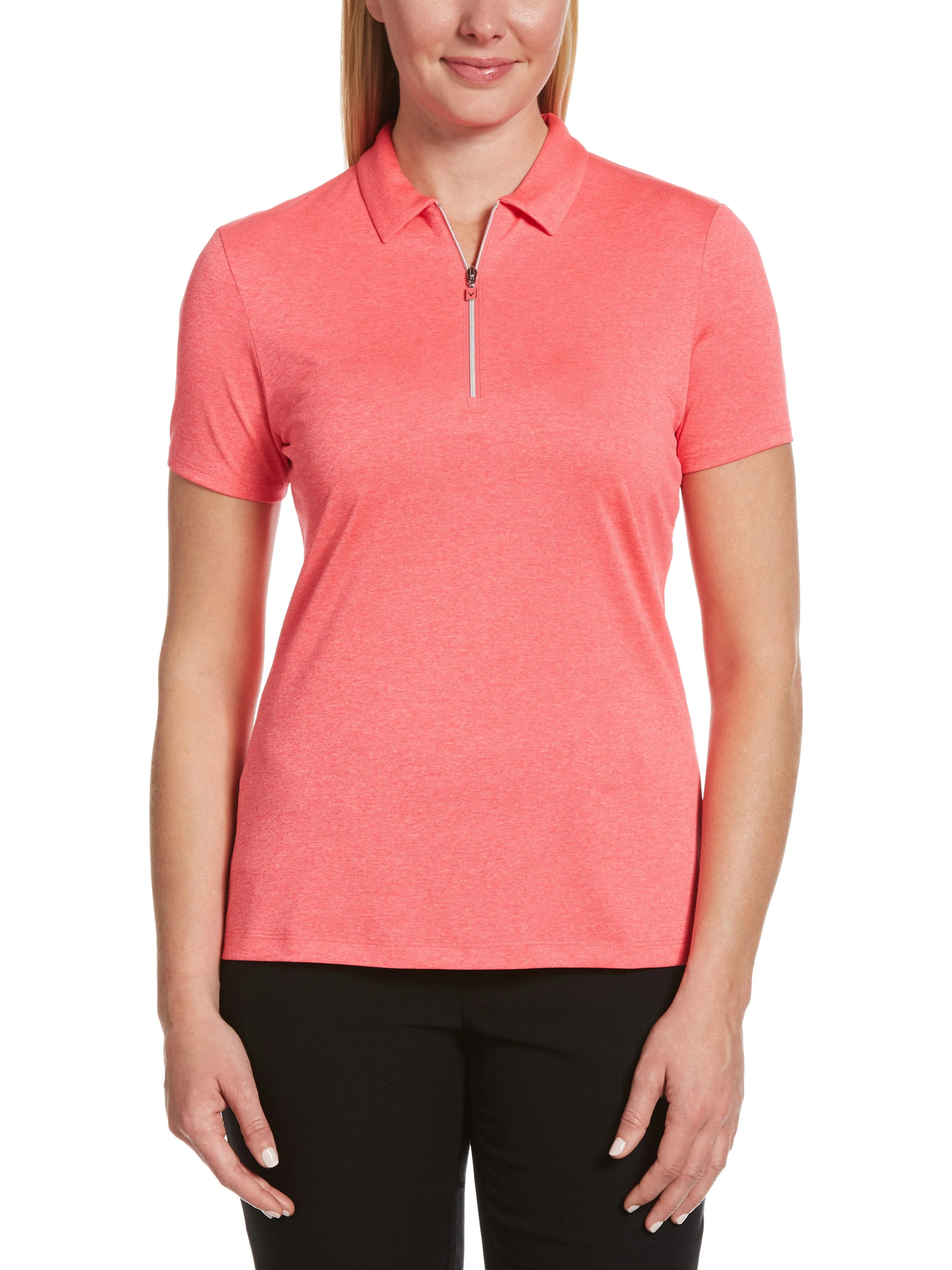 Womens 1/4 Zip Heather Polo