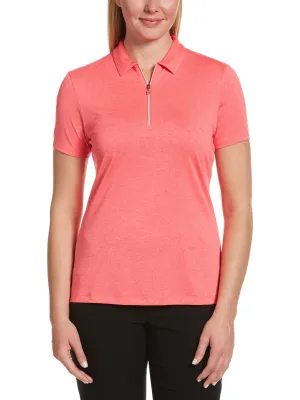 Womens 1/4 Zip Heather Polo