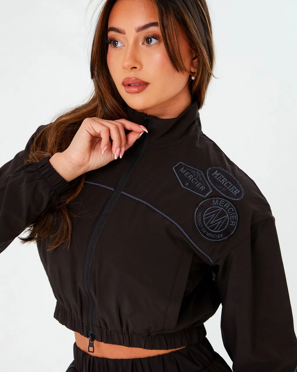 Womens Black OG Piping Track Top