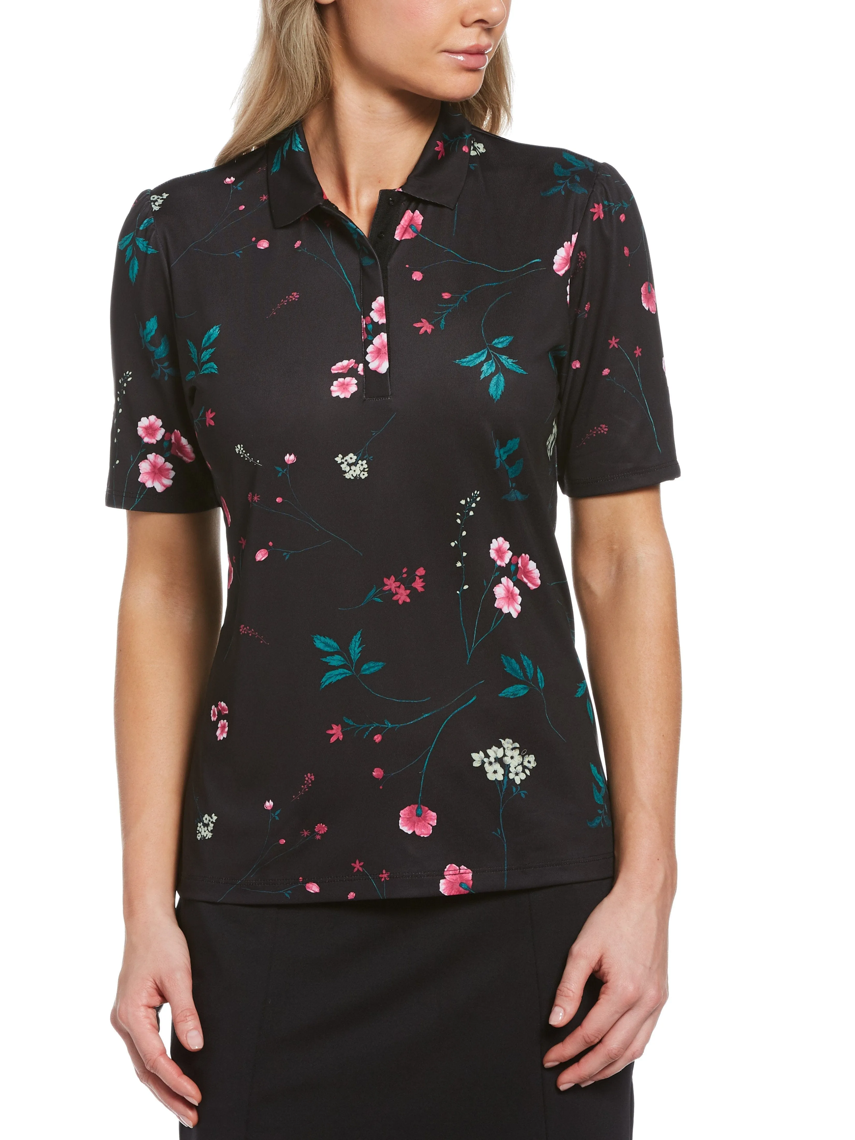 Womens Botanical Floral Print Polo