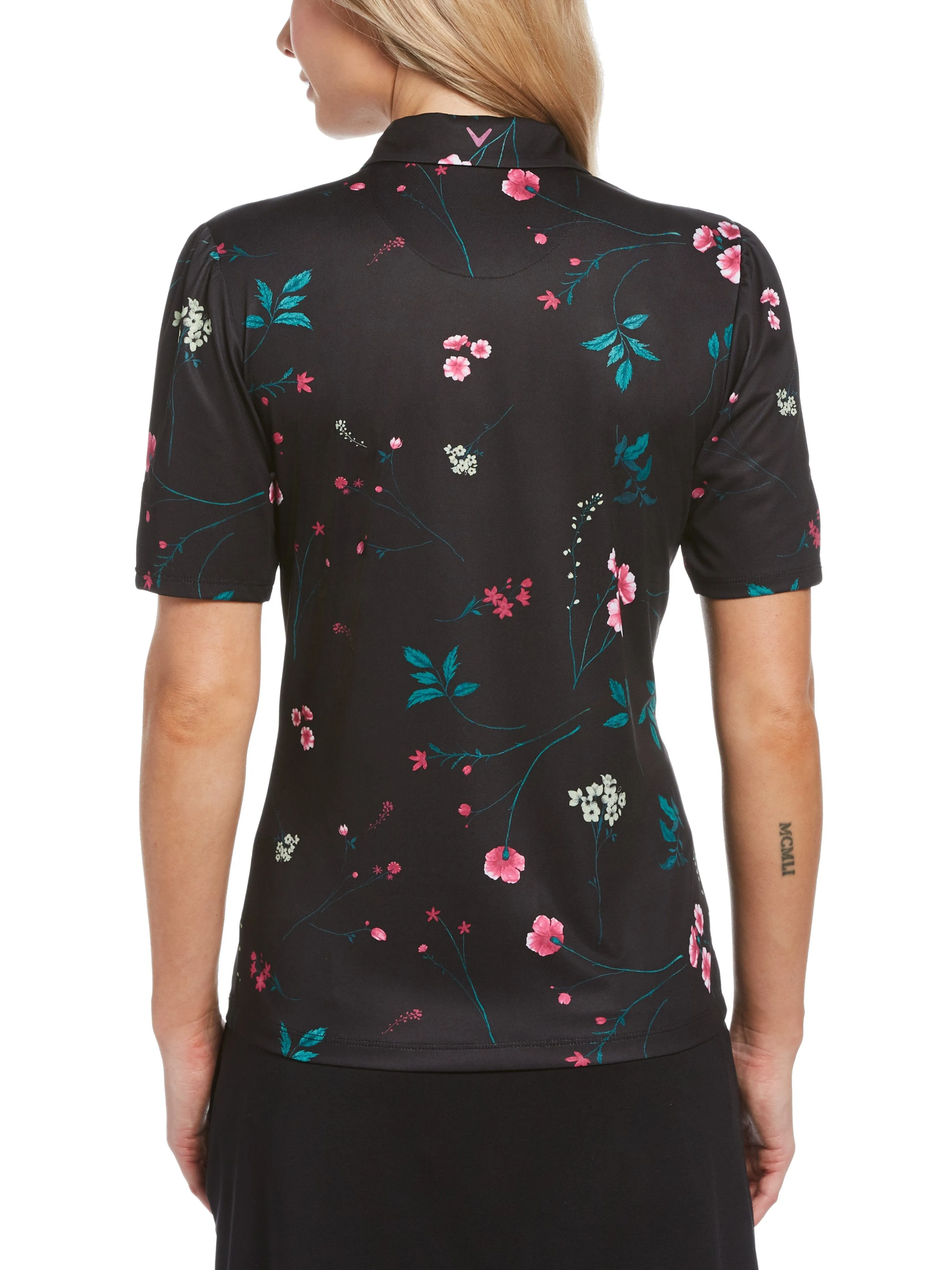 Womens Botanical Floral Print Polo