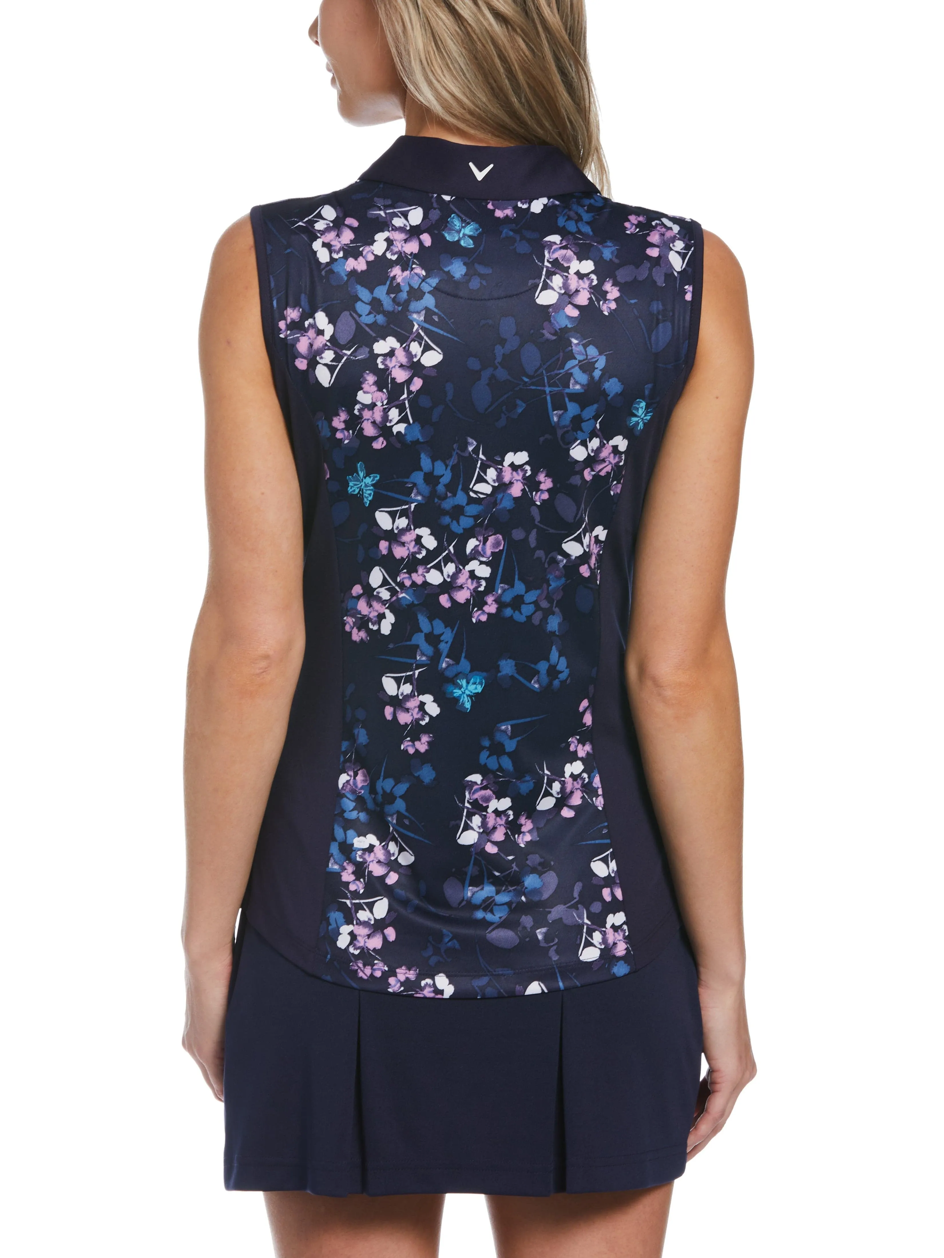 Womens Butterfly Floral Printed Golf Polo