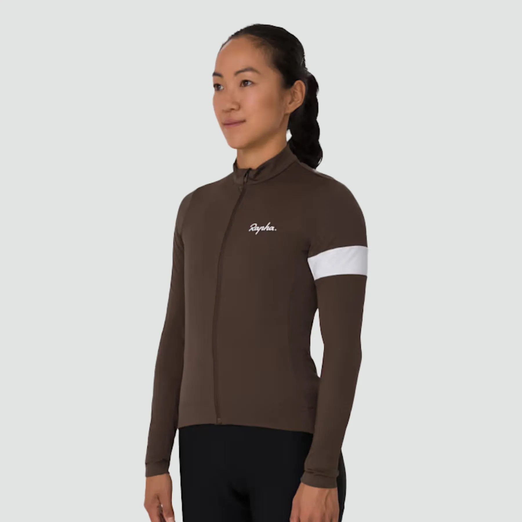 Women's Core Thermal Long Sleeve Jersey - Deep Coffee/White
