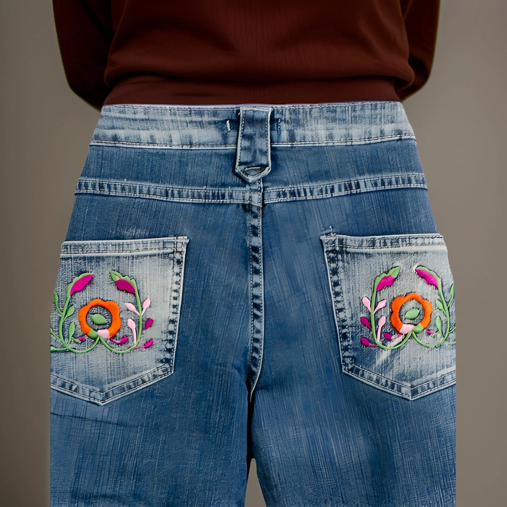 Women's Embroidered Denim Pants