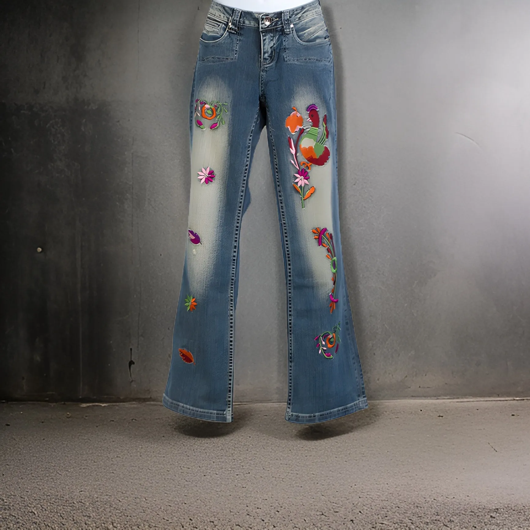 Women's Embroidered Denim Pants