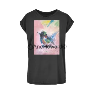 Women's Extended Shoulder T-Shirt XS-5XL Abstract Bird