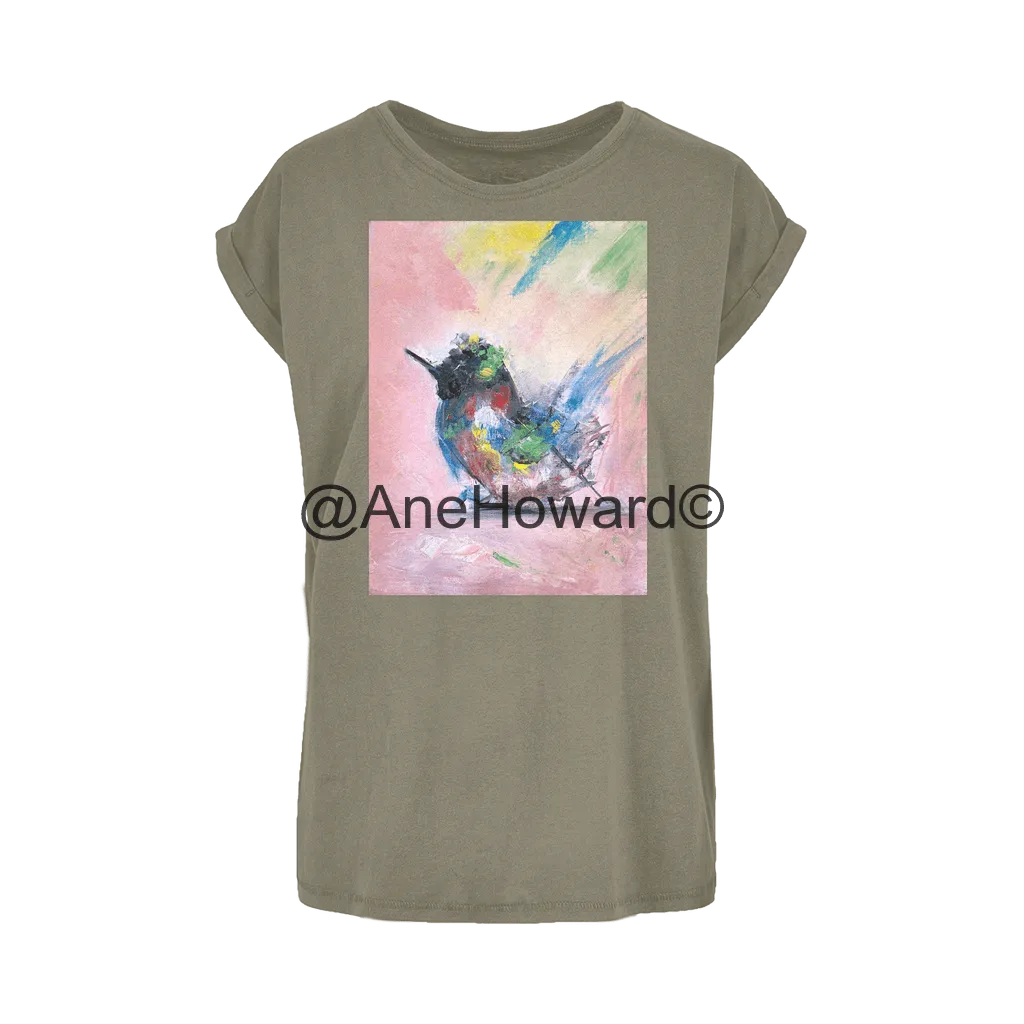 Women's Extended Shoulder T-Shirt XS-5XL Abstract Bird