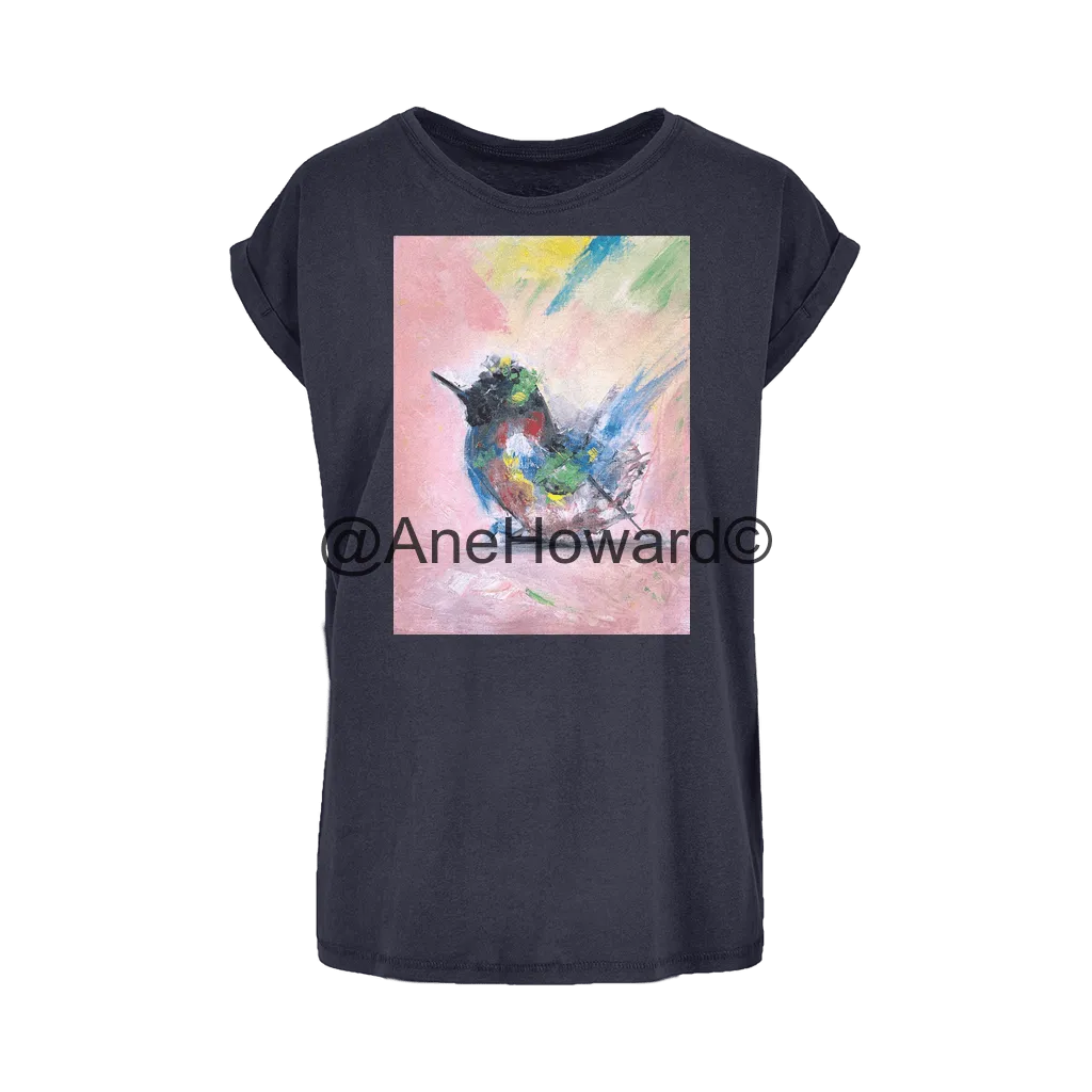 Women's Extended Shoulder T-Shirt XS-5XL Abstract Bird