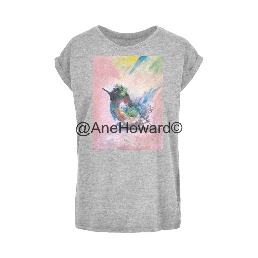Women's Extended Shoulder T-Shirt XS-5XL Abstract Bird