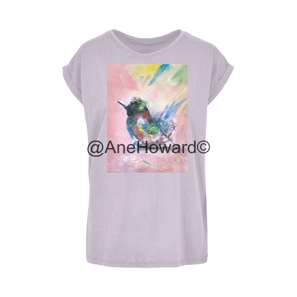Women's Extended Shoulder T-Shirt XS-5XL Abstract Bird