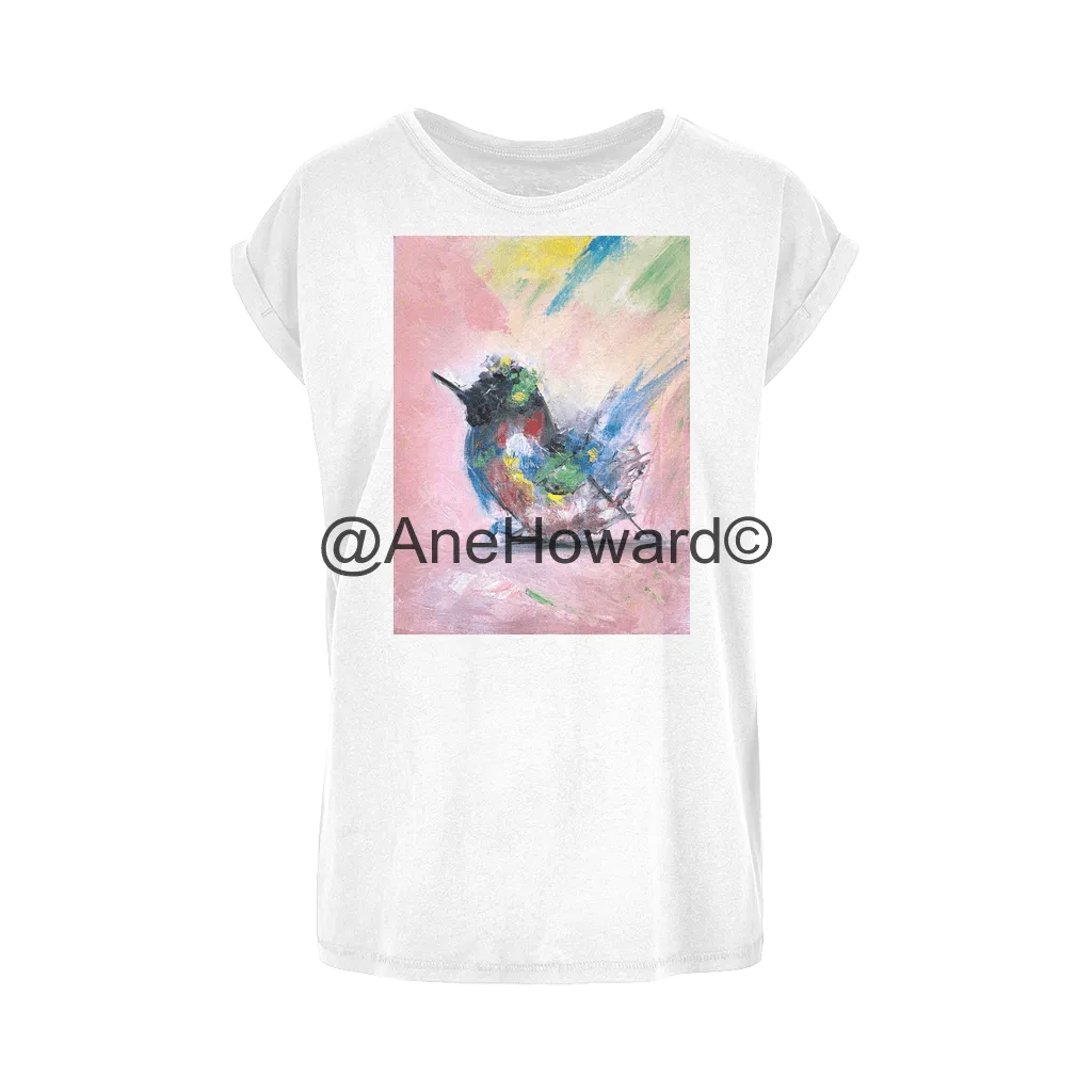 Women's Extended Shoulder T-Shirt XS-5XL Abstract Bird