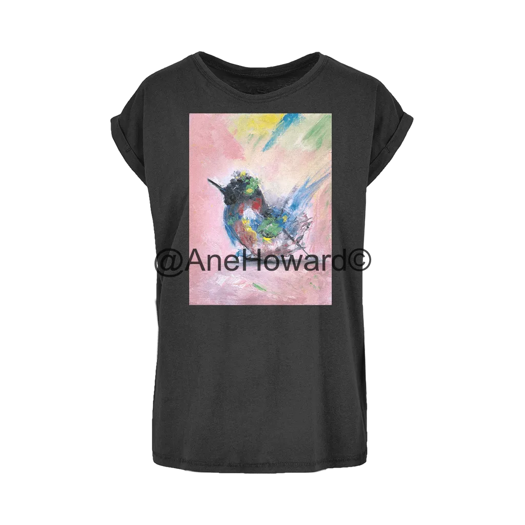 Women's Extended Shoulder T-Shirt XS-5XL Abstract Bird