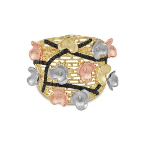 Women's Floral Styled pave set ring in 14K