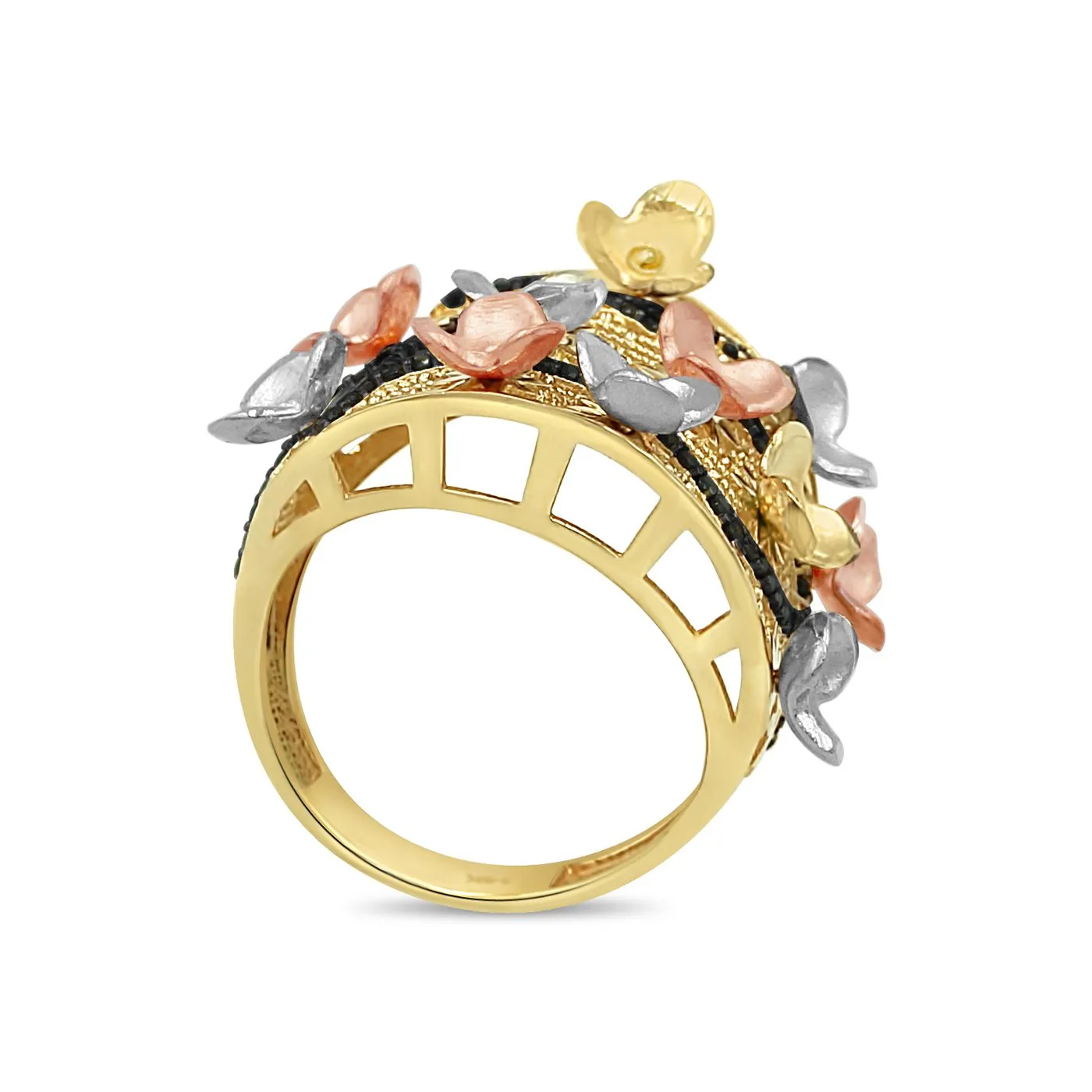 Women's Floral Styled pave set ring in 14K