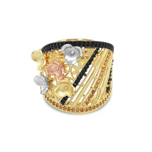 Women's Floral Styled pave set ring in 14K