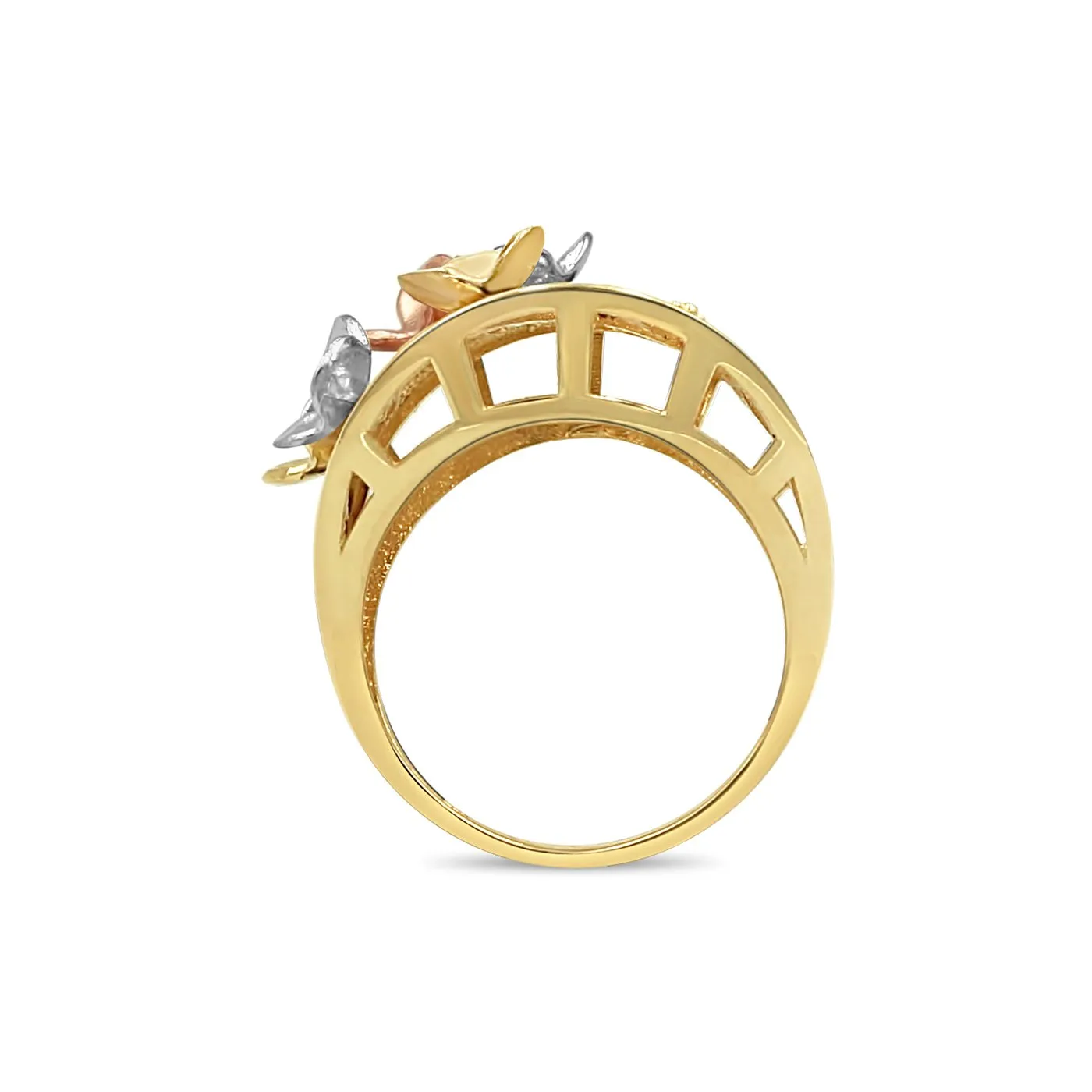 Women's Floral Styled pave set ring in 14K