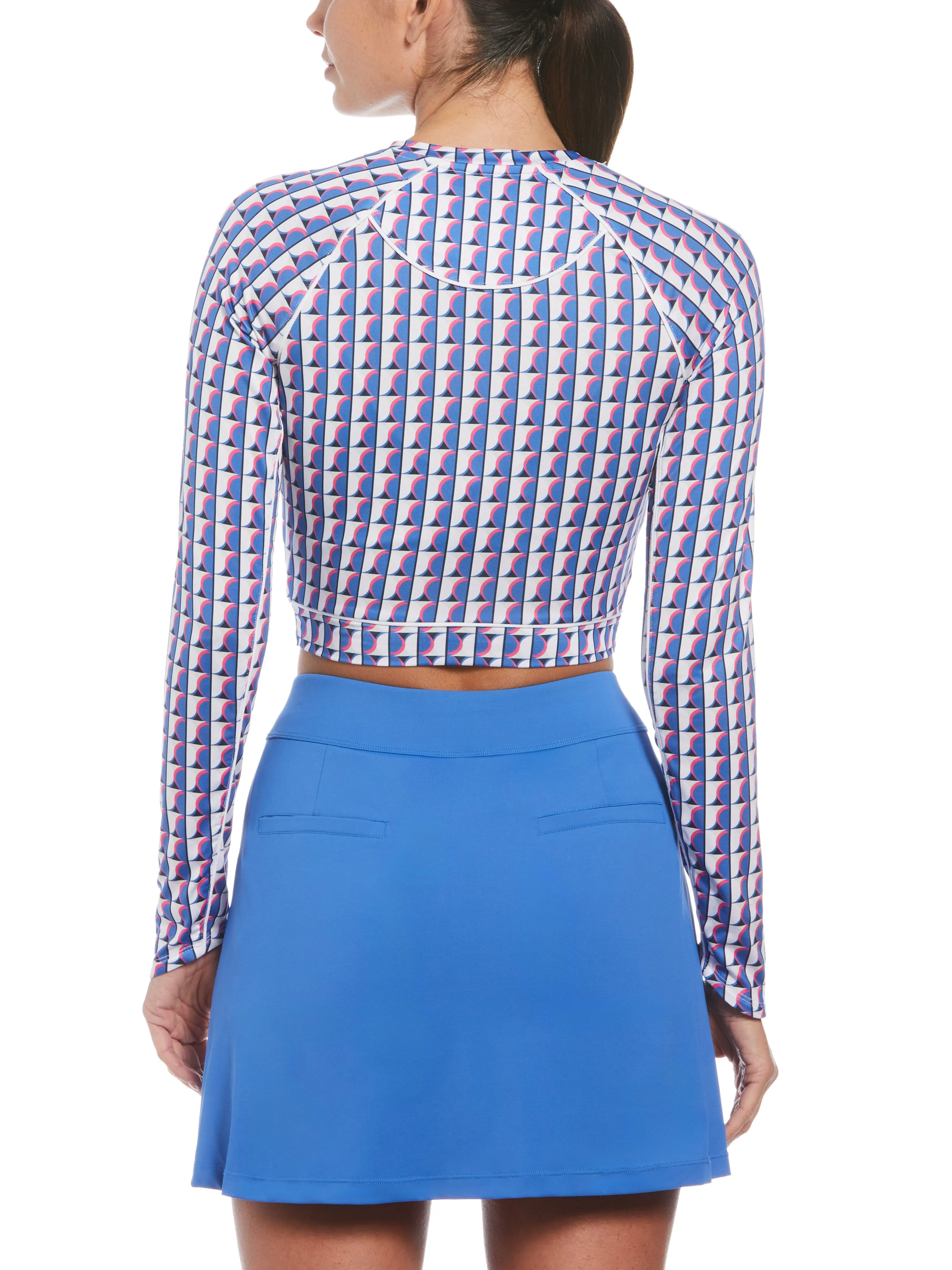 Women's Geo Print Sun Protection Cropped Tennis Shirt