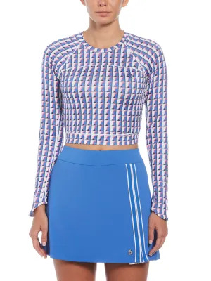 Women's Geo Print Sun Protection Cropped Tennis Shirt