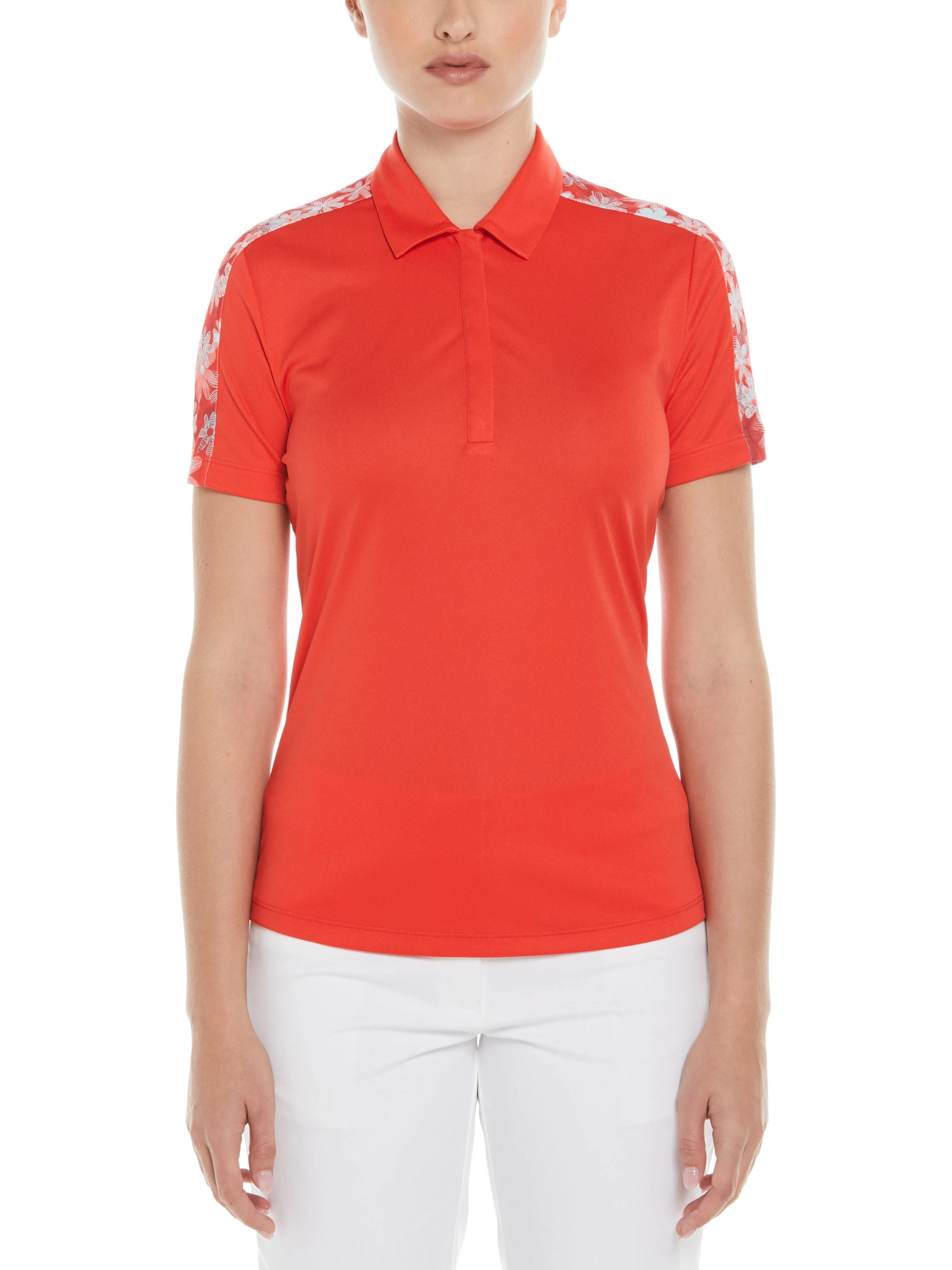 Women's Playful Floral Block Print Golf Polo