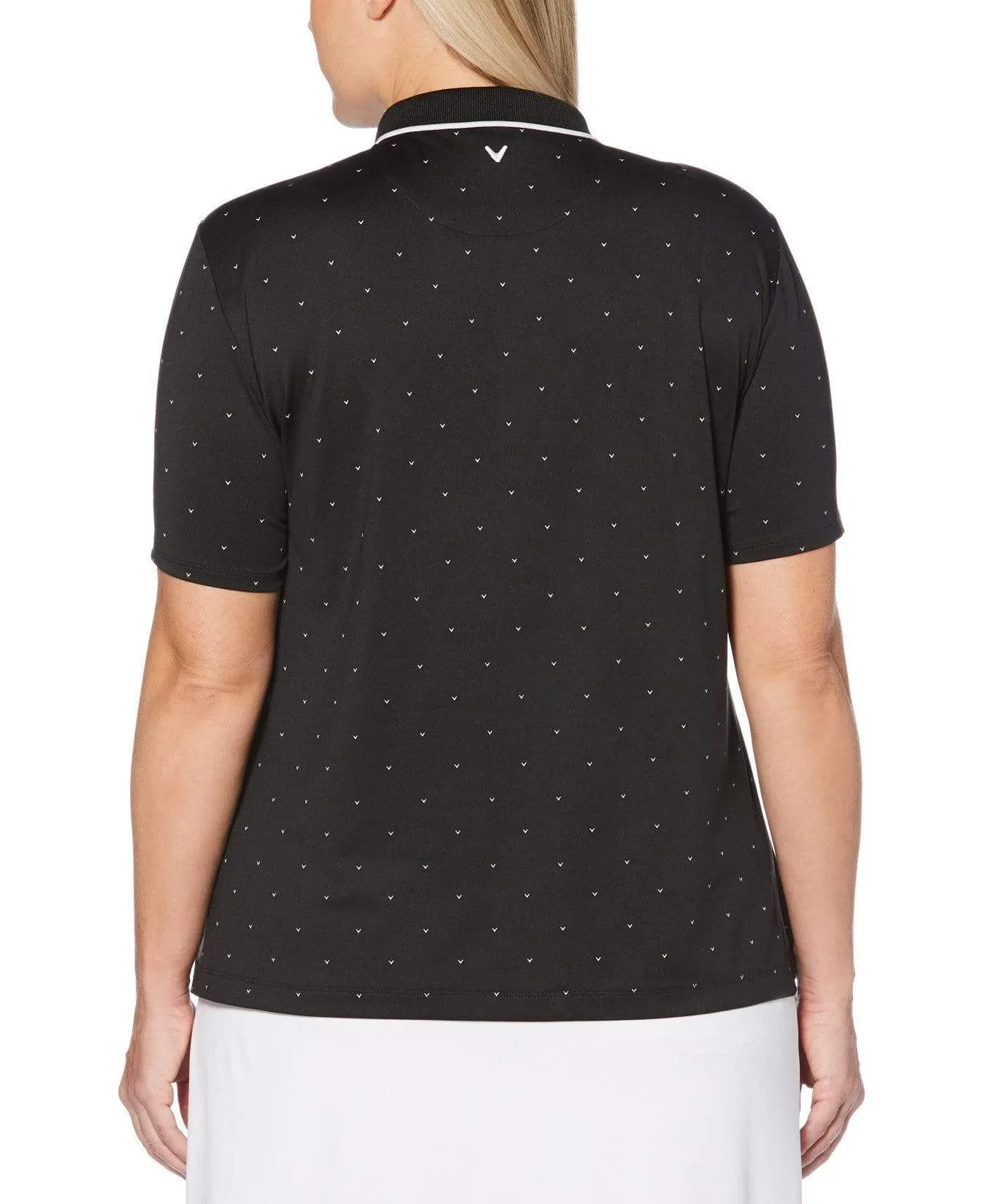 Womens Plus Allover Chevron Printed Polka Dot Polo