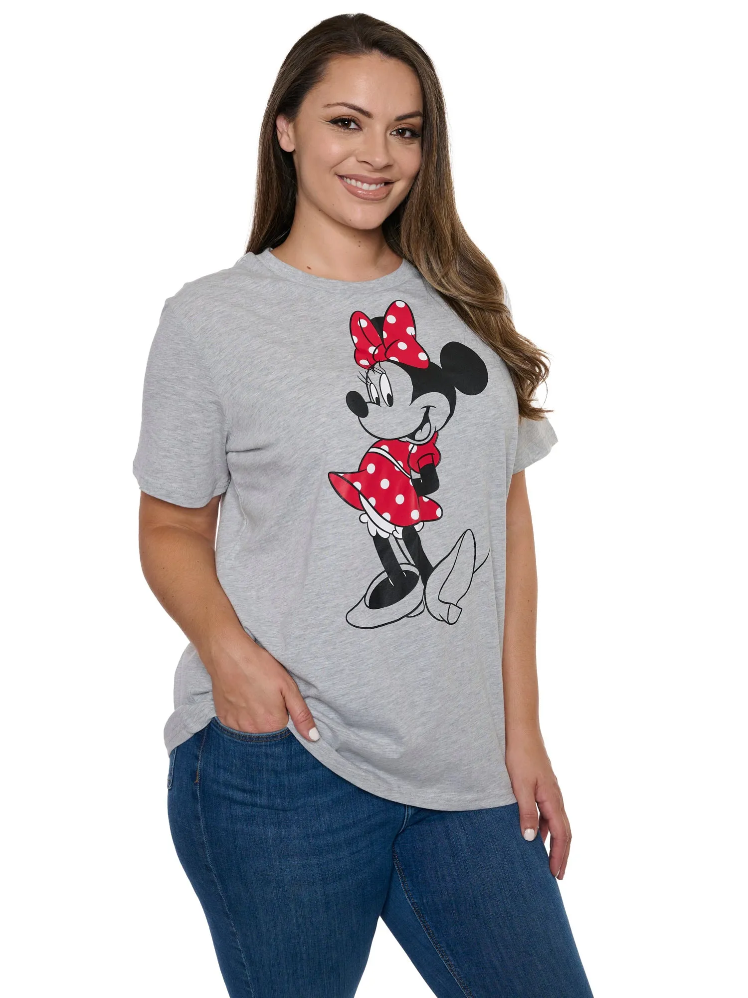 Women's Plus Size Minnie Mouse T-Shirt Disney Short Sleeve Tee Red Polka Dot