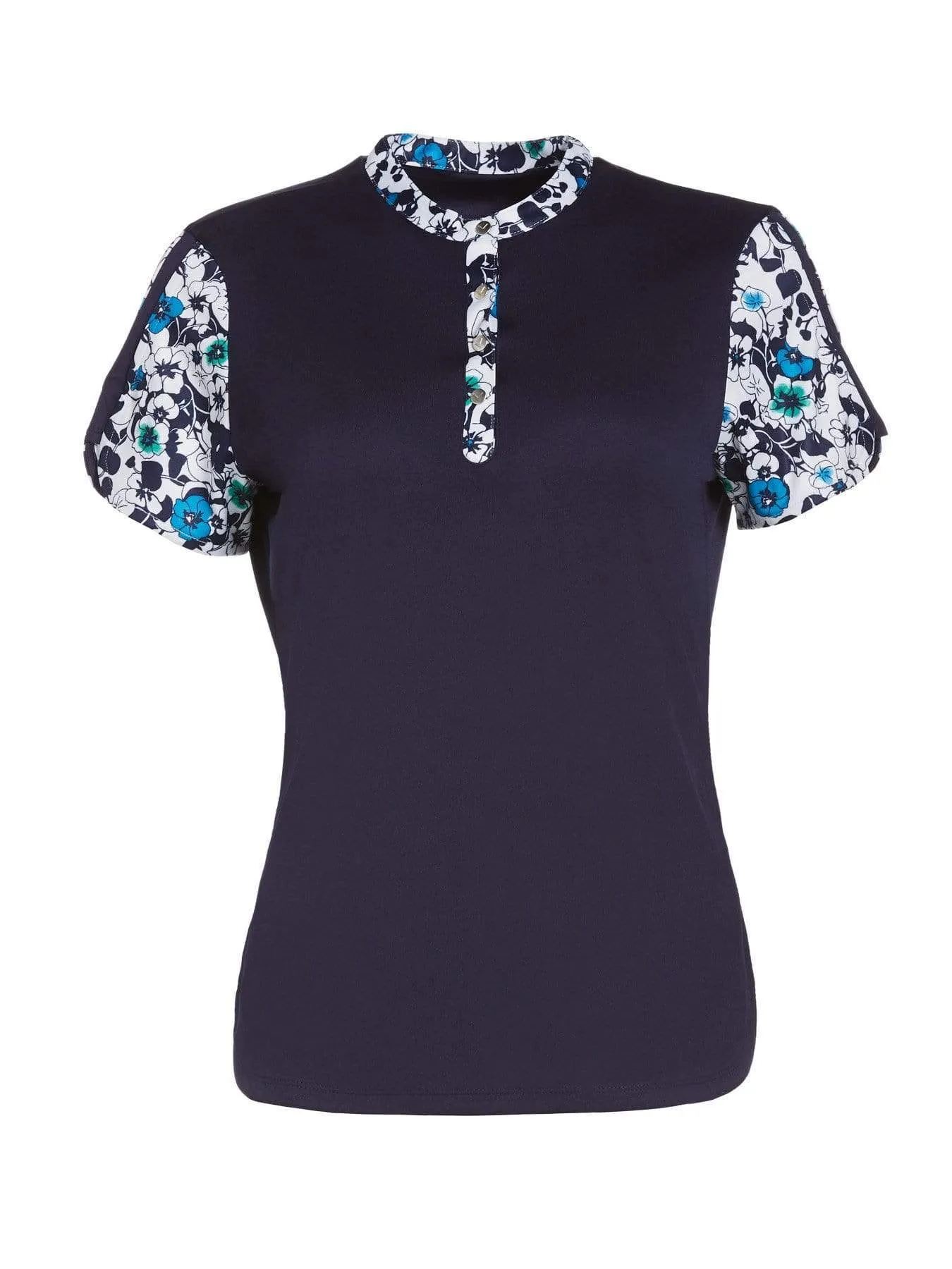 Womens Retro Floral Print Polo