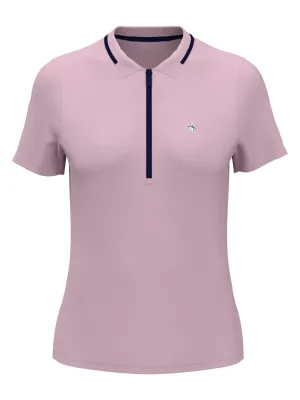 Women's Ribbed Golf Polo Shirt With Metallic Zip