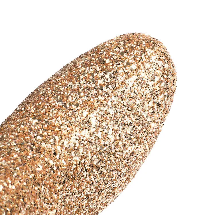 Women's Sequined Square Toe Block Heel Ankle Boots