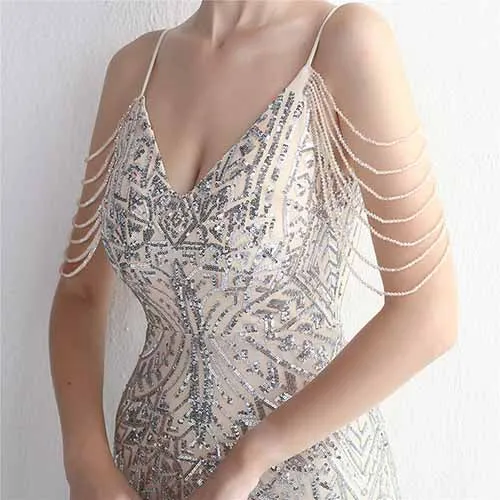 Women's Sequined Wedding Evening Mermaid Dress Bridal Gowns S-4XL