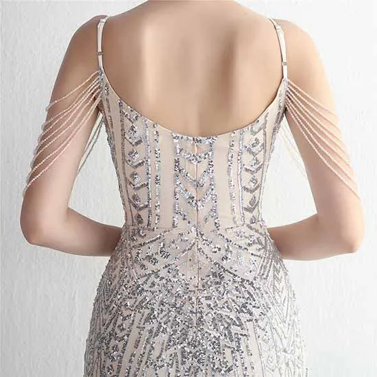Women's Sequined Wedding Evening Mermaid Dress Bridal Gowns S-4XL