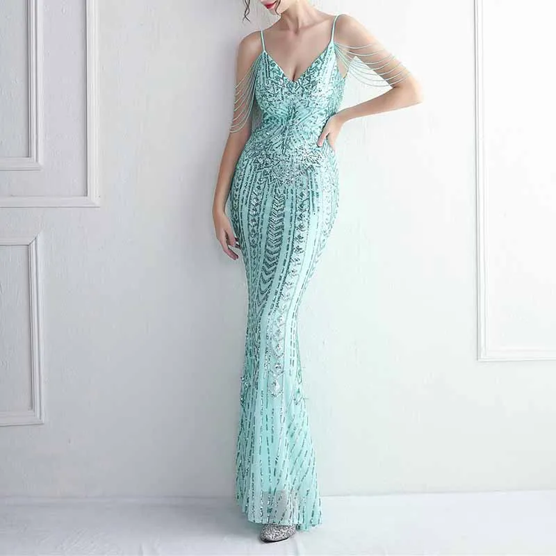 Women's Sequined Wedding Evening Mermaid Dress Bridal Gowns S-4XL