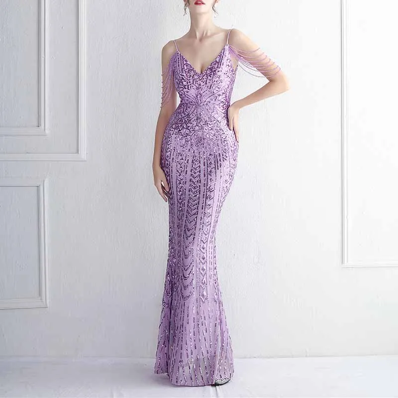 Women's Sequined Wedding Evening Mermaid Dress Bridal Gowns S-4XL