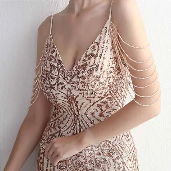 Women's Sequined Wedding Evening Mermaid Dress Bridal Gowns S-4XL
