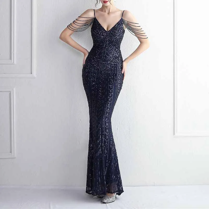 Women's Sequined Wedding Evening Mermaid Dress Bridal Gowns S-4XL