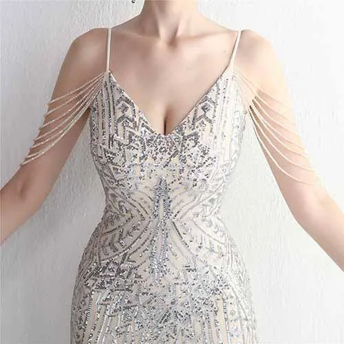 Women's Sequined Wedding Evening Mermaid Dress Bridal Gowns S-4XL