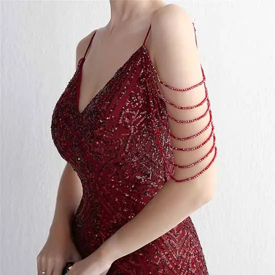 Women's Sequined Wedding Evening Mermaid Dress Bridal Gowns S-4XL