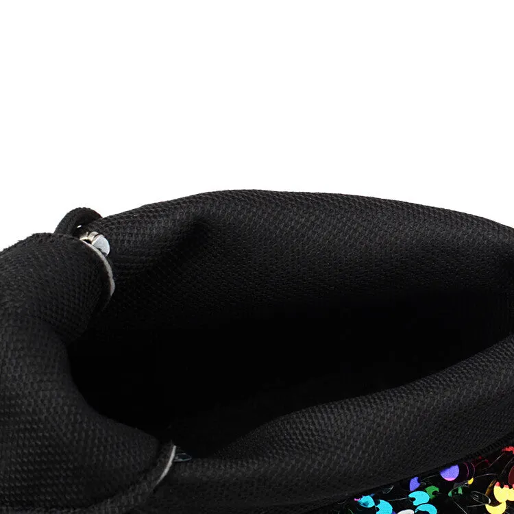 Women's Sequins Round Toe Flat Platform Ankle Boots