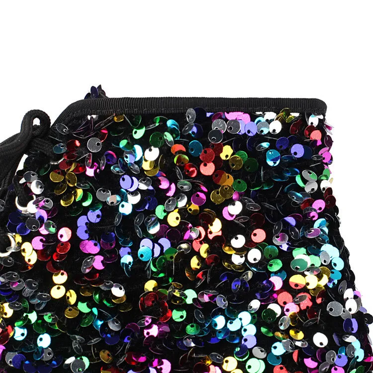 Women's Sequins Round Toe Flat Platform Ankle Boots