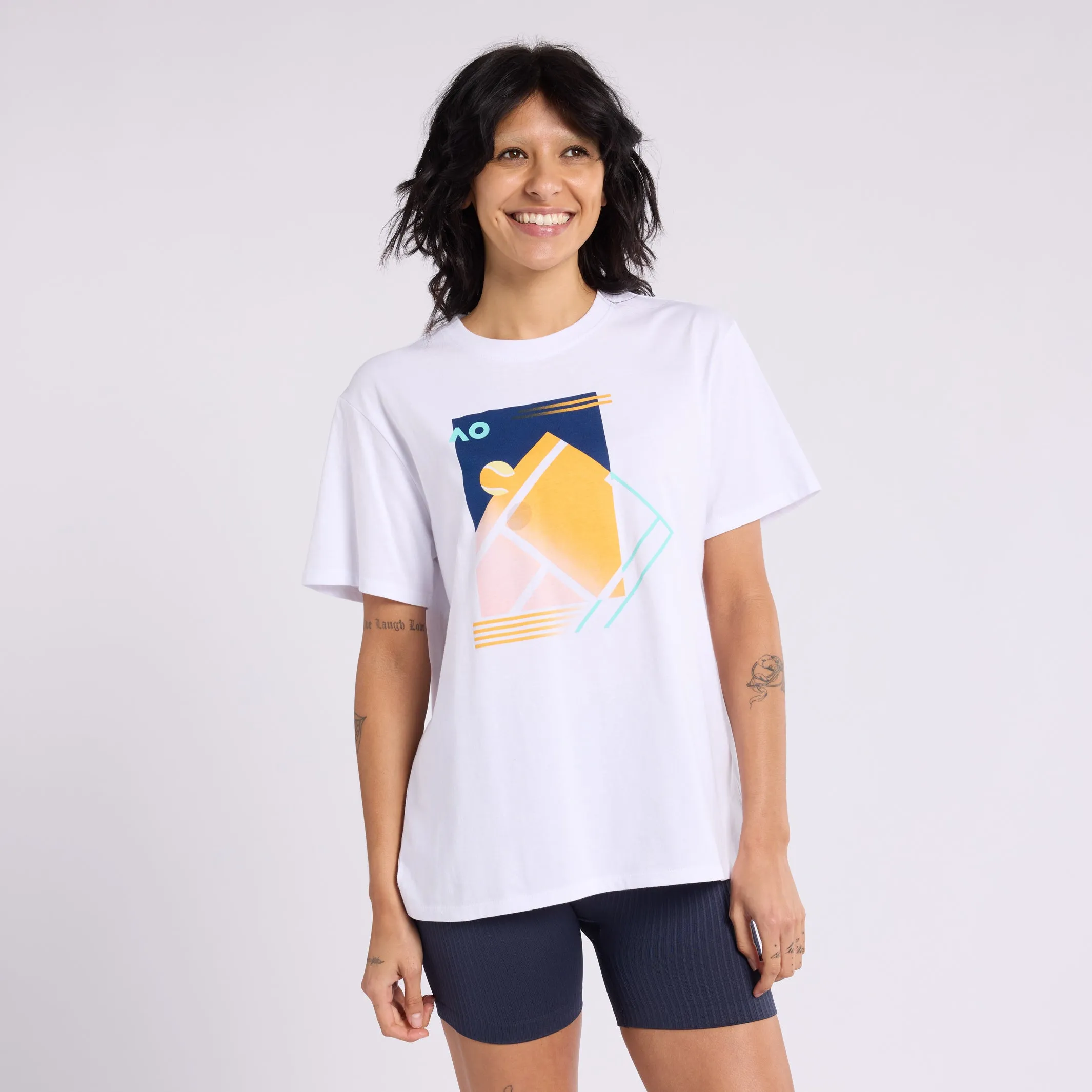 Women's T-Shirt Tennis Court Print