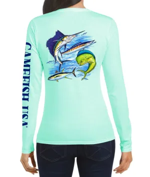 Women's UPF 50 Lightweight Microfiber Moisture Wicking Performance Fishing Shirt Gamefish