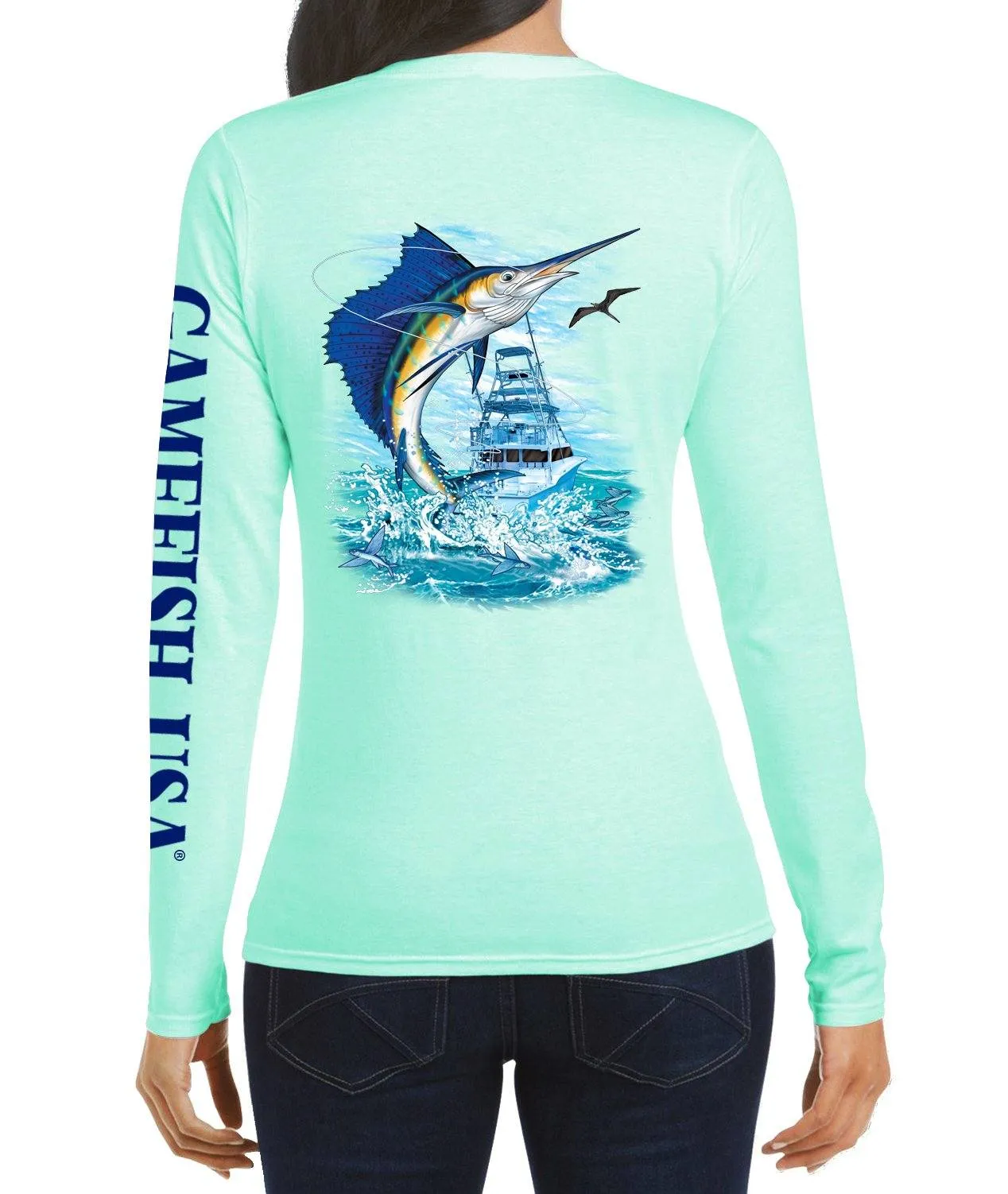 Women's UPF 50 Lightweight Microfiber Moisture Wicking Performance Fishing Shirt Sailfish