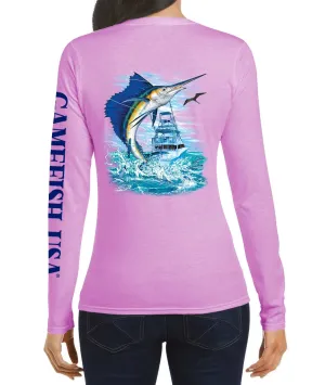 Women's UPF 50 Lightweight Microfiber Moisture Wicking Performance Fishing Shirt Sailfish