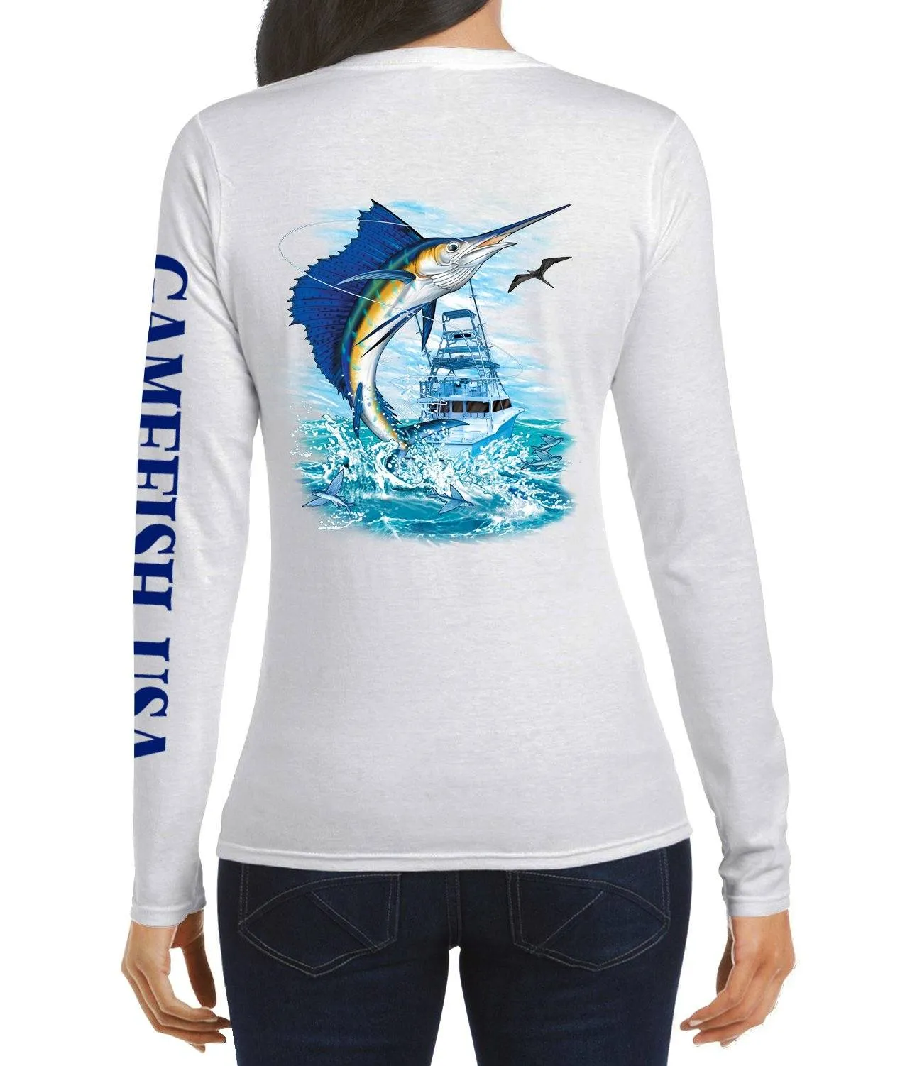 Women's UPF 50 Lightweight Microfiber Moisture Wicking Performance Fishing Shirt Sailfish